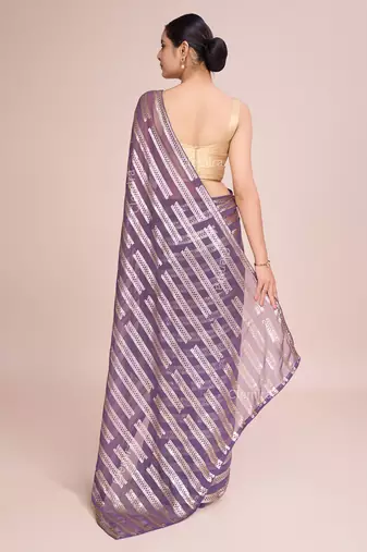 Embellished onion color  bollywood georgette saree with unstiched blouse