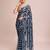 Embellished petrol blue color  bollywood georgette saree with unstiched blouse