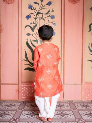 Orange embroidered chanderi kurta pyjama 2