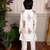 White embroidered chanderi nehru jacket set