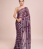 Embellished wine color  bollywood georgette saree with unstiched blouse