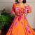 Orange printed organza lehenga with top