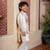 White embroidered chanderi nehru jacket set
