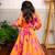 Orange printed organza lehenga with top