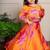 Orange printed organza lehenga with top