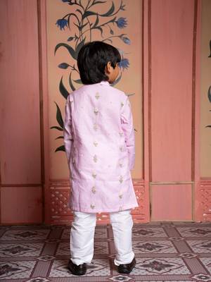 Pink embroidered silk kurta pyjama 3