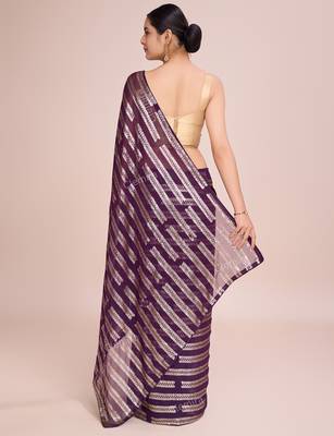Embellished wine color  bollywood georgette saree with unstiched blouse 3