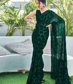 Embellished green color  bollywood georgette saree with unstiched blouse