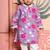 Purple printed silk kurta pyjama