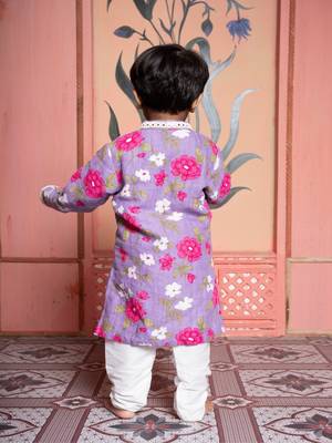 Purple printed silk kurta pyjama 3
