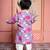 Purple printed silk kurta pyjama