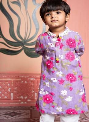 Purple printed silk kurta pyjama 4