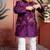 Purple embroidered linen nehru jacket set
