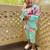 Blue printed linen kurta pyjama