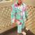 Blue printed linen kurta pyjama