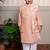 Peach embroidered silk nehru jacket set