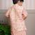 Peach embroidered silk nehru jacket set