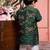 Green embroidered satin nehru jacket set