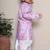 Purple embroidered satin kurta pyjama