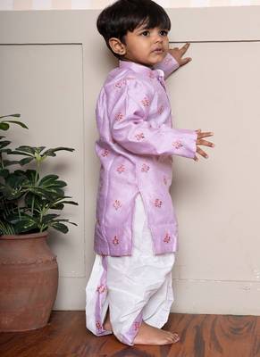 Purple embroidered satin kurta pyjama 4
