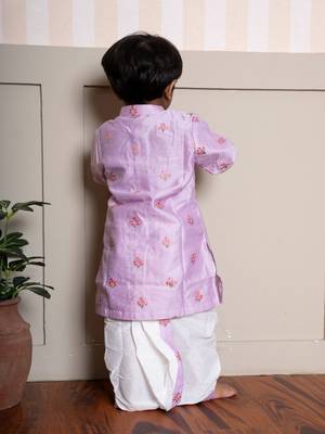 Purple embroidered satin kurta pyjama 5