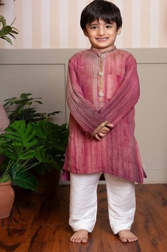 Maroon plain satin kurta pyjama