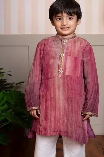 Maroon plain satin kurta pyjama