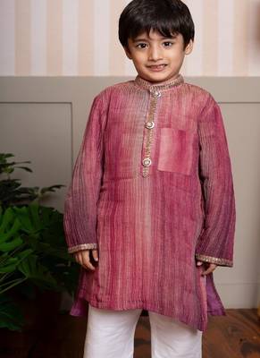 Maroon plain satin kurta pyjama 3