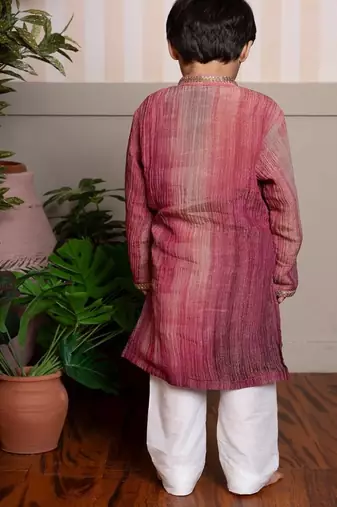 Maroon plain satin kurta pyjama