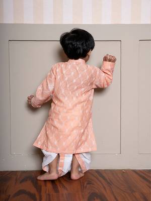Peach embroidered silk kurta pyjama 2
