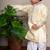 Yellow plain silk kurta pyjama
