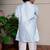 Blue embroidered chanderi kurta pyjama