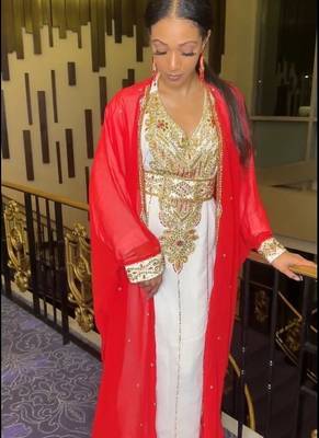 RED-White Inner Jacket Morrocan Kaftan Silver Detailed work for women 1