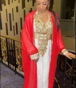 RED-White Inner Jacket Morrocan Kaftan Silver Detailed work for women