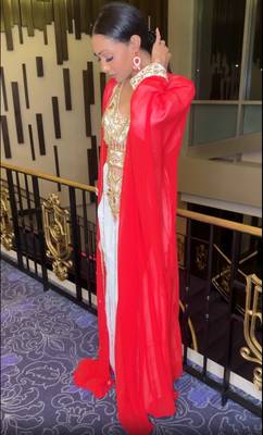 RED-White Inner Jacket Morrocan Kaftan Silver Detailed work for women 3