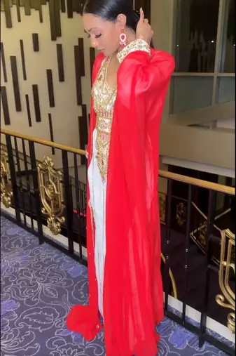 RED-White Inner Jacket Morrocan Kaftan Silver Detailed work for women