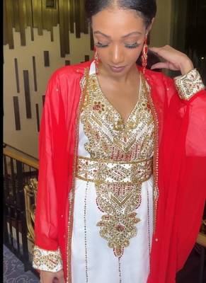 RED-White Inner Jacket Morrocan Kaftan Silver Detailed work for women 4