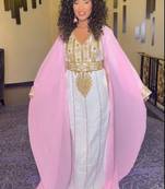 Pink-White Inner Jacket Morrocan Kaftan gold Detailed work for women