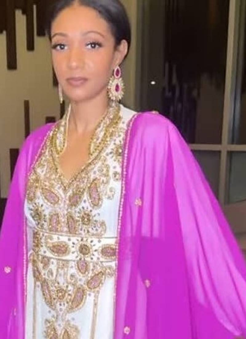 Rani-White Inner Jacket Morrocan Kaftan gold Detailed work for women