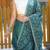 Teal Green Color Soft Silk Blend Floral Thread Work Saree