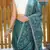 Teal Green Color Soft Silk Blend Floral Thread Work Saree