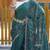 Teal Green Color Soft Silk Blend Floral Thread Work Saree