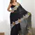 Designer chiffon silk heavy jari work black color saree
