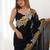 Designer chiffon silk heavy jari work black color saree