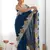 Designer chiffon silk heavy jari work blue  color saree