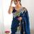 Designer chiffon silk heavy jari work blue  color saree