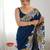 Designer chiffon silk heavy jari work blue  color saree