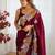 Designer chiffon silk heavy jari work magenta color saree