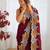 Designer chiffon silk heavy jari work magenta color saree