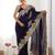 Designer chiffon silk heavy jari work purple color saree